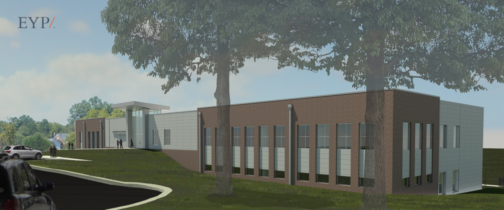 Health Sciences Building as viewed from Cherry Street during the day.