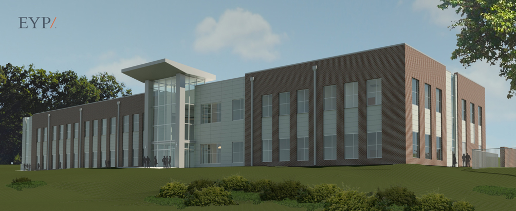 Health Sciences Building as viewed from West End Ave during the day.